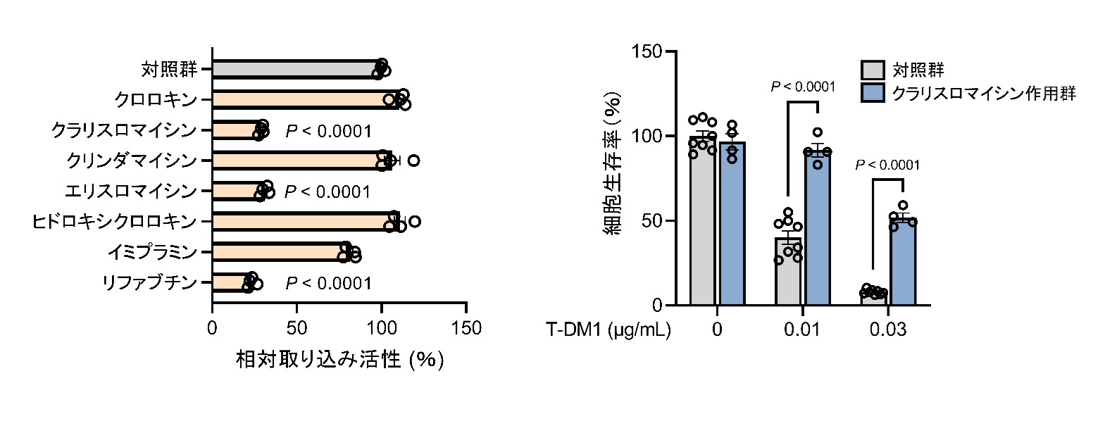 図3　SLC46A3輸送活性と乳がん細胞に対するT-DM1の殺細胞効果に対する各種医薬品の影響.jpg